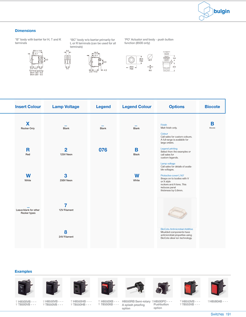 8500翹板開關系列功能