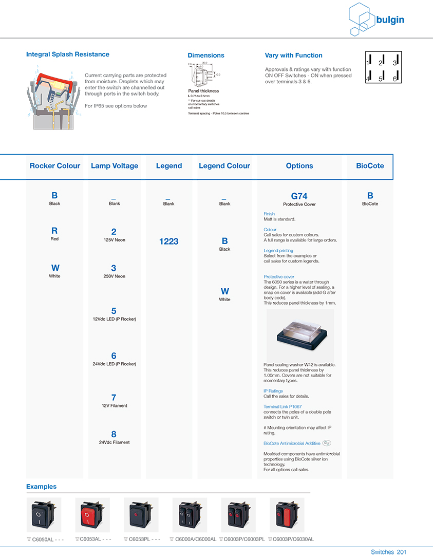 6050DP翹板開關系列功能表 6050DP翹板開關系列功能表