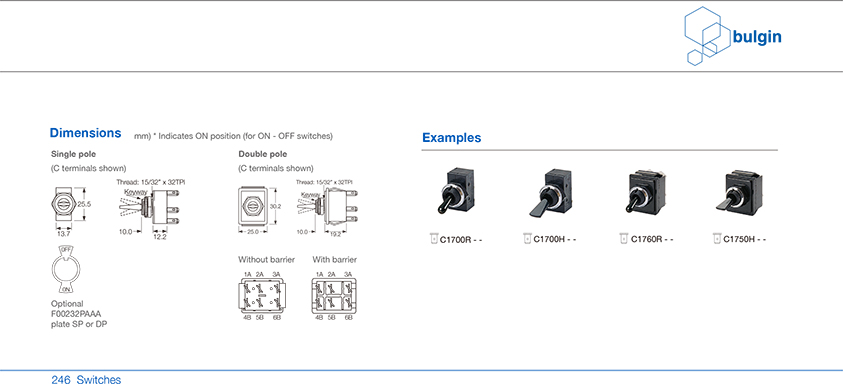 搖桿開關(guān)1750系列選型
