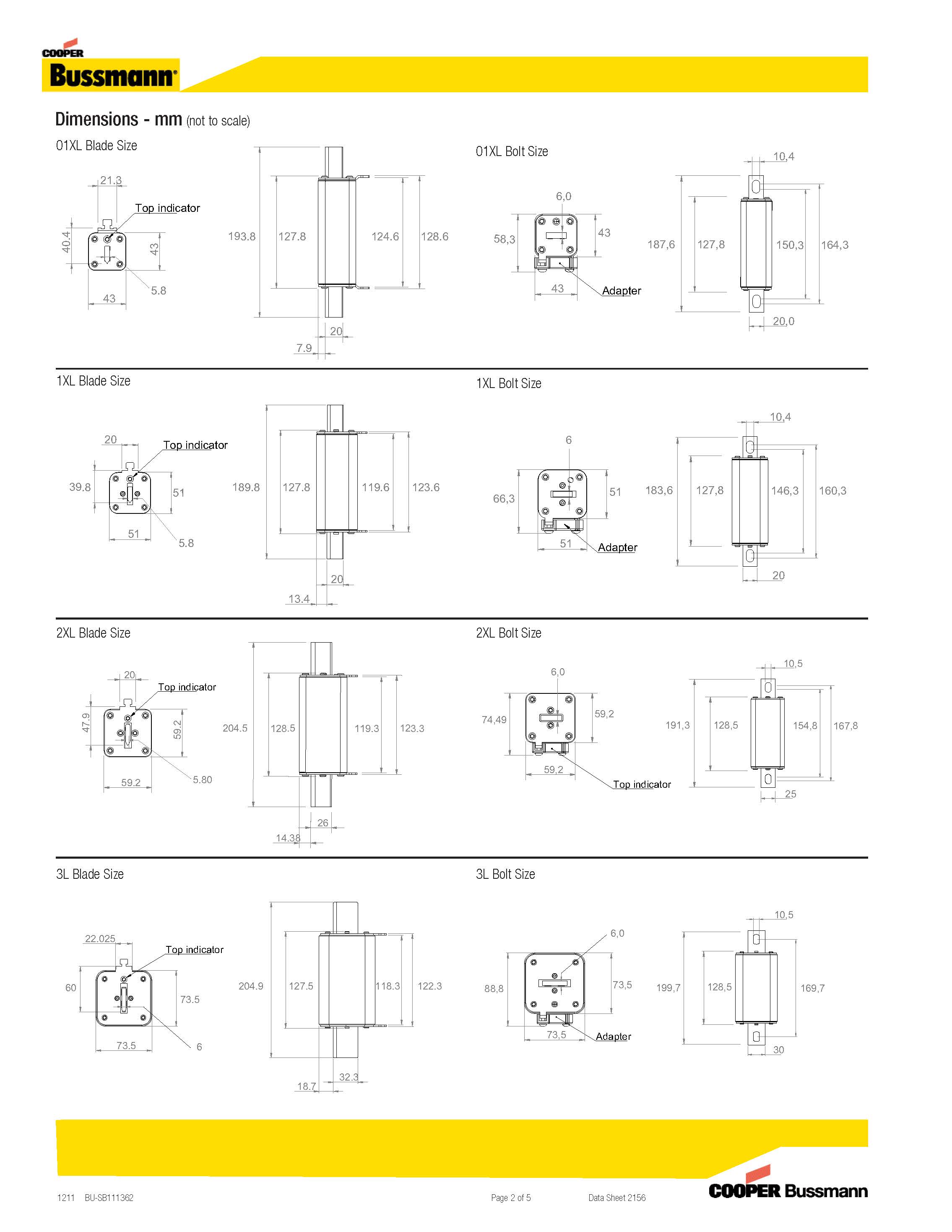 PV光伏熔斷器 XL系列 產品尺寸圖 PV光伏熔斷器 XL系列 產品尺寸圖